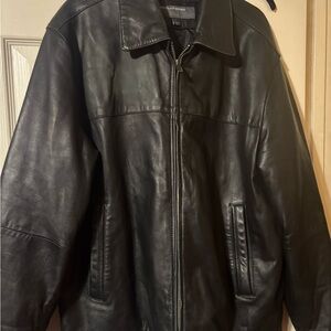 Perry Ellis Black Leather lamb skin Genuine leather jacket